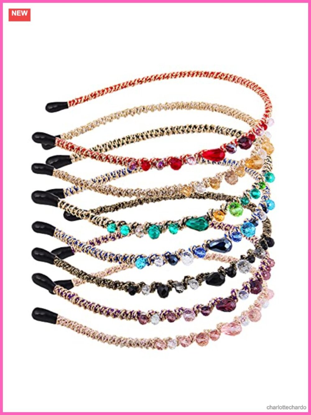7 Pack Crystal Flower Headbands Faux Rhinestone Hair Hoop Beaded Bling Wedding
